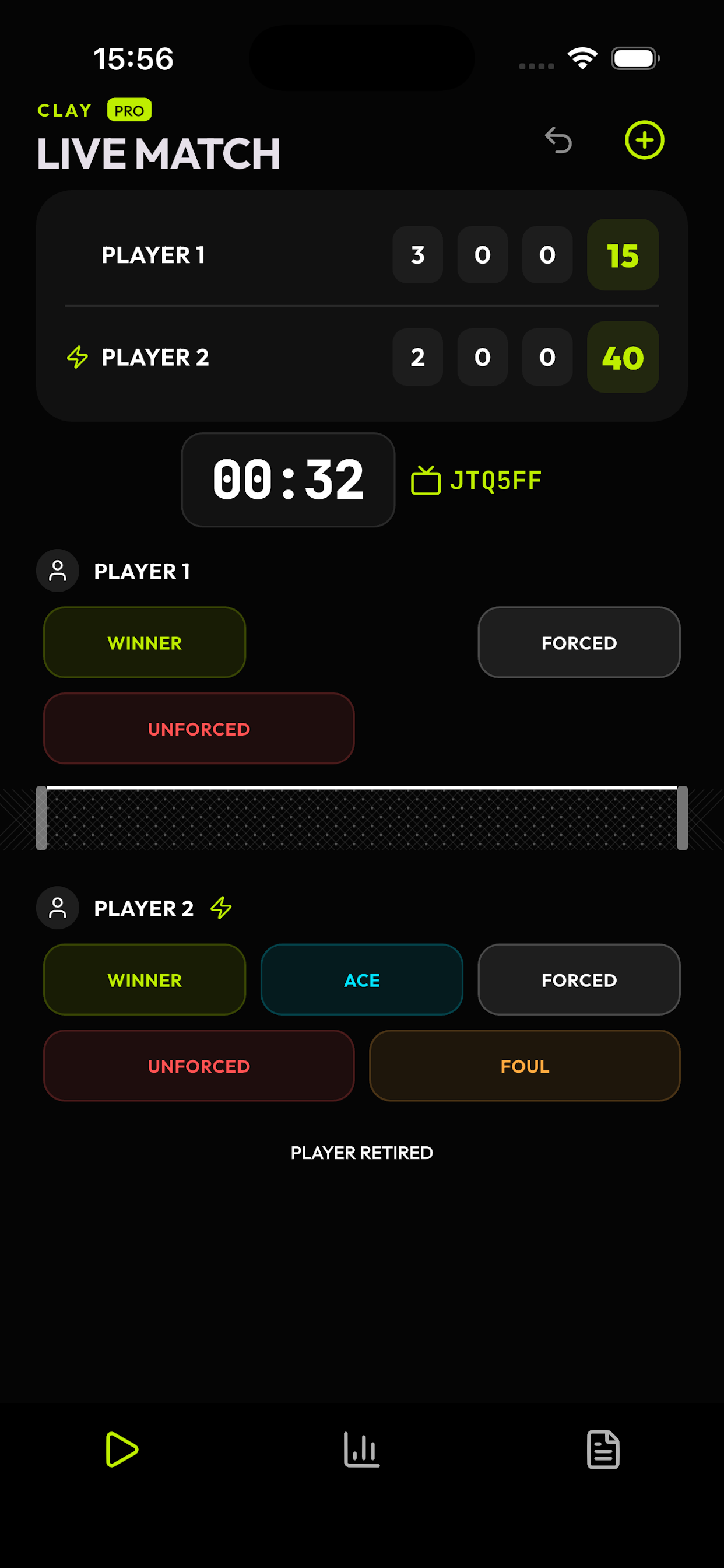 Tennis Breaker tennis app on smartphone