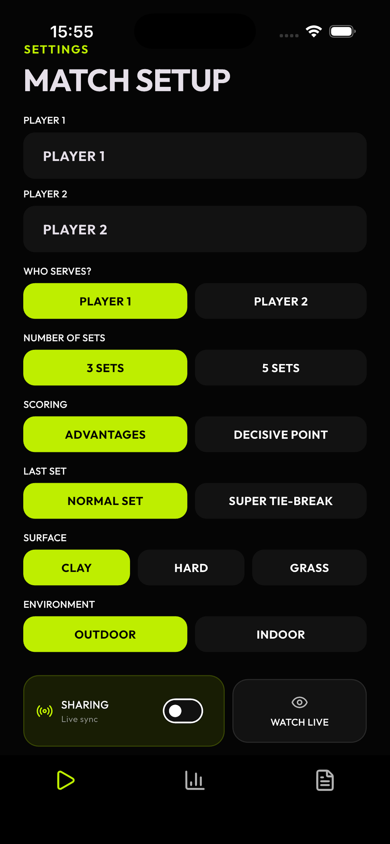 Tennis Breaker tennis app screen preview